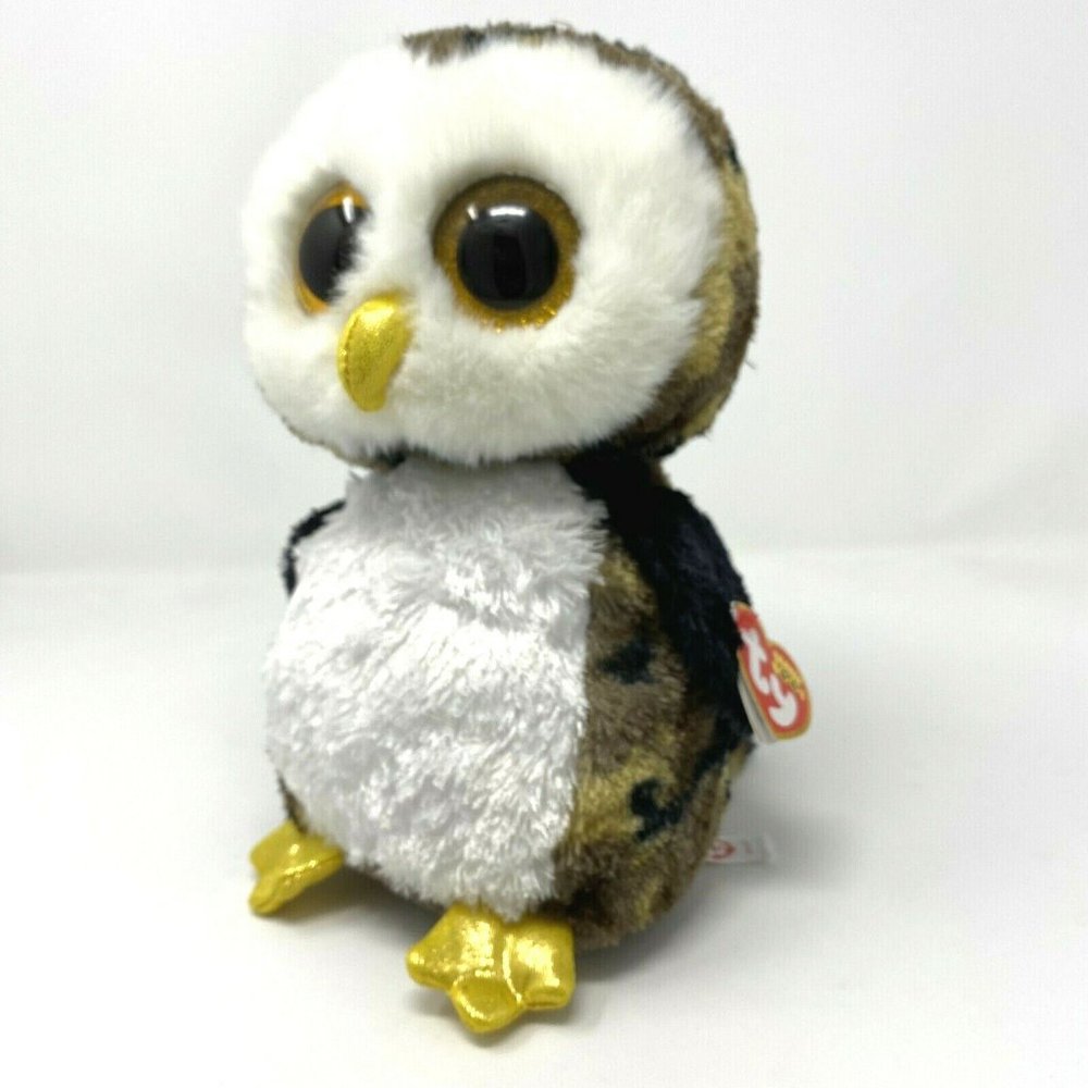 TY Beanie Boo Owliver 9" Owl Big Eyes Plush Stuffed Animal with Tag Glitter Soft